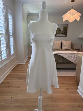 Zara White Square-Neck Mini Dress